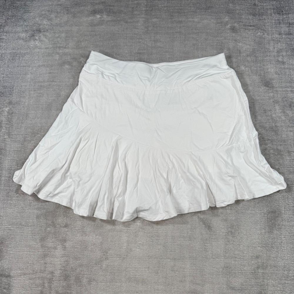 Fama Zee Skirt Women Large White Ruffle Athletic Tennis Golf HiTek4 Activewear